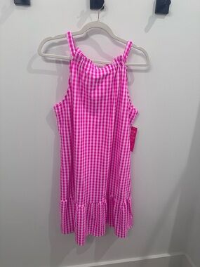 Aryeh NWT Pink Gingham Sleeveless Ruffle-Hem Dress XL - UPF 50 + rating
